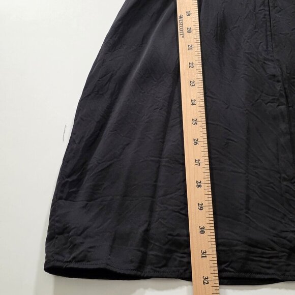 Sunday Best Satin Dress Womens XS Black Square Neck Thick Straps Smocked Aritzia - Picture 7 of 15